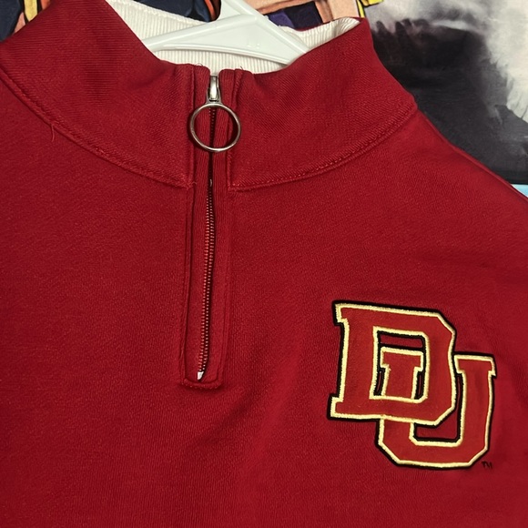 Champion Denver University Red White 1/4 Zip Up Pullover Sweater Small - Picture 3 of 5